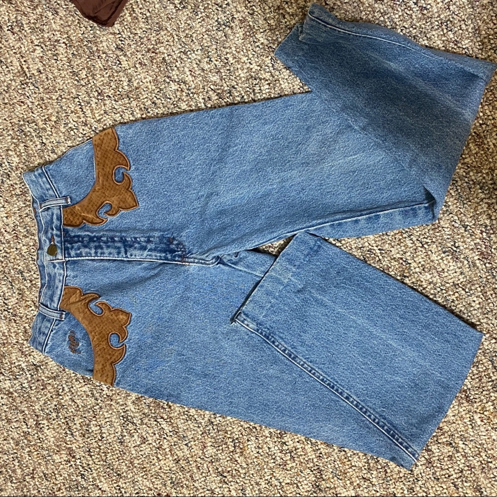 Vintage Roper Jeans Leather Flame Accents Straight Leg